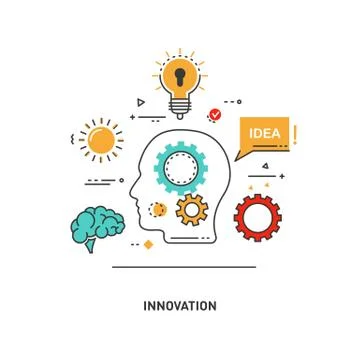 Vector conceptual flat line illustrations. Innovation Stock Illustration