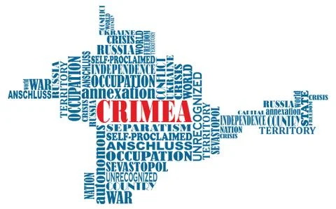 Vector conceptual word map of crimea, ukrainian territory, vector Stock Illustration