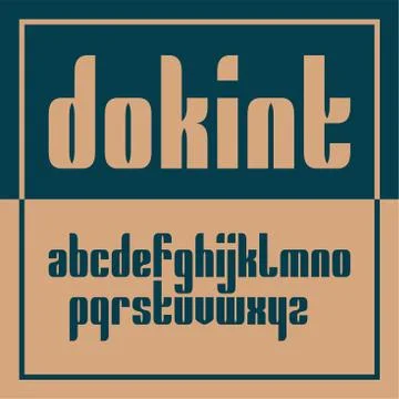 Vector condensed original bold display font design, alphabet, lowercase chara Stock Illustration