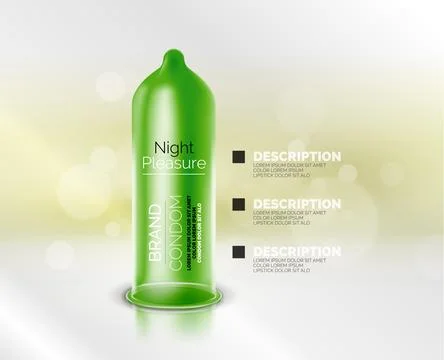 Vector condom ad template. Latex contraceptive Stock-Illustration
