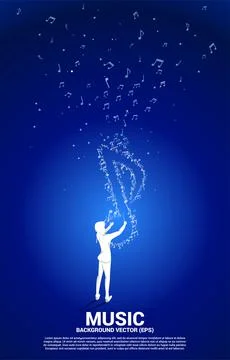 Vector conductor and music melody note dancing flow . Concept background for  Stock Illustration