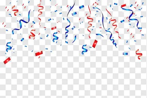 Vector confetti. Festive illustration. Party popper on blue background Stock Illustration