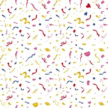 Vector confetti seamless pattern. Colorful shapes on a white background イラスト素材