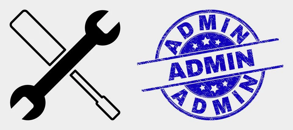 Vector Configuration Tools Icon and Distress Admin Stamp Stockillustratie