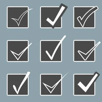 Vector confirm icons set. Yes icon. Check Mark icon.  Checkboxes. 스톡 일러스트