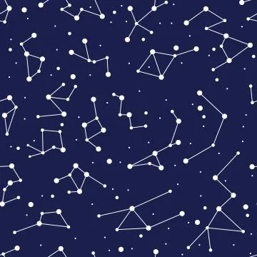 Vector constellation seamless background pattern. zodiac map Stock Illustration