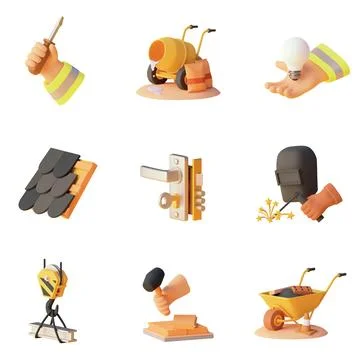 Vector construction and home renovation icons set Stock Illustration