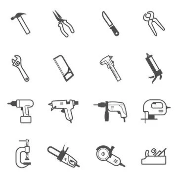 Vector construction and repair tool icon set Stock Illustration