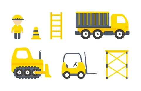 Vector Construction Machines Set Stock Illustration