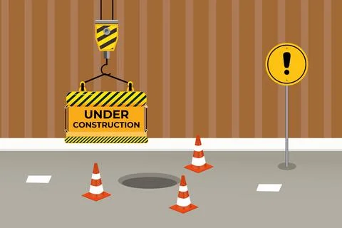 Vector construction sign under construct safety banner warning vector design Stock Illustration