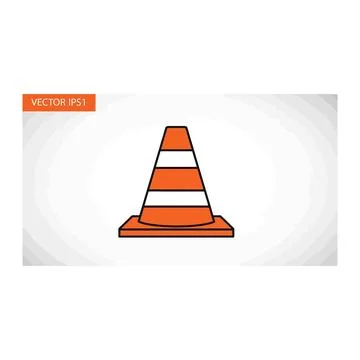 Vector construction traffic cone icon with cone symbol Stock Illustration