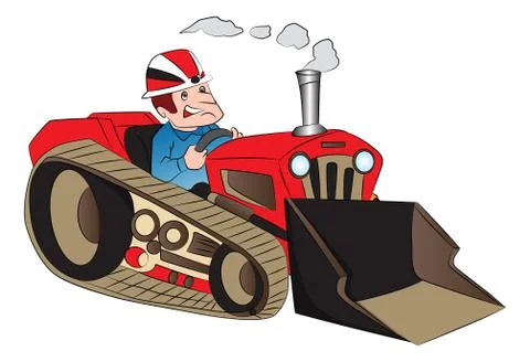 Vector of construction worker driving a loader. Stock Illustration