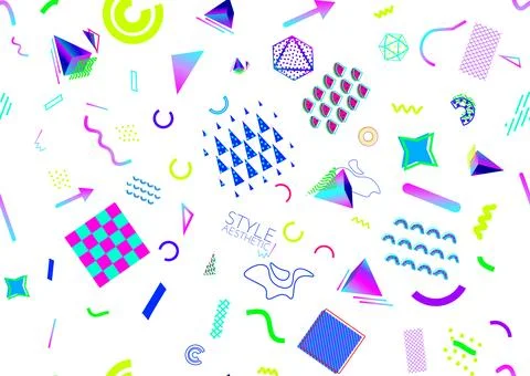 Vector contemporary Memphis inspired style seamless pattern. Abstract texture Stock Illustration
