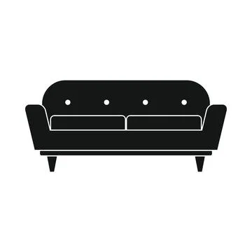 Vector contemporary sofa black simple icon isolated on white Stock Illustration