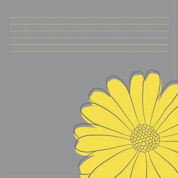 Vector contour decorative flower. Yellow element on a grey background Stock Illustration
