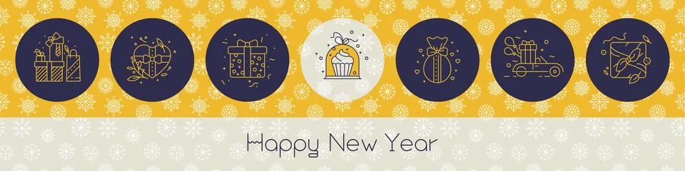 Vector contour icons set - Linear gifts signs, presents illustrations Illustrazione stock