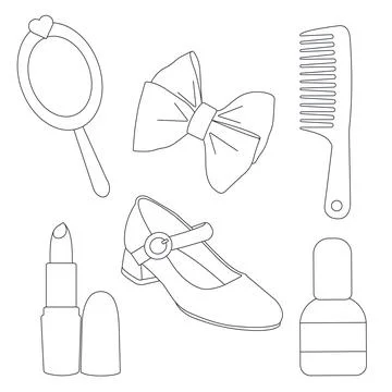 Vector contour illustration of accessories. delicate patterns of jewelry for Stock Illustration