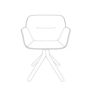 Vector contour image of a chair in black and white. Vector armchair outline. Stock Illustration