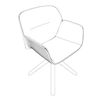 Vector contour image of a chair in black and white. Vector armchair outline. Stock Illustration