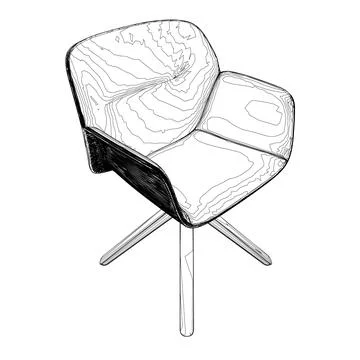 Vector contour image of a chair in black and white. Vector armchair outline. Illustrazione stock