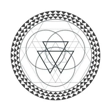Vector contour monochrome design mandala sacred geometry illustration triangl Stock Illustration