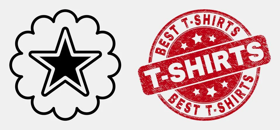Vector Contour Star Rosette Icon and Distress Best T-Shirts Stamp Seal イラスト素材
