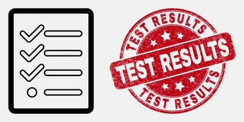 Vector Contour Task List Page Icon and Grunge Test Results Watermark Illustrazione stock