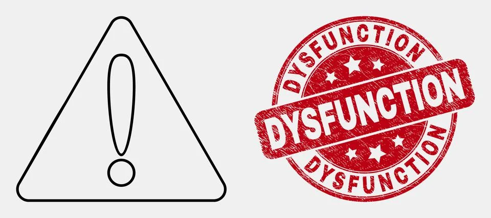 Vector Contour Warning Icon and Distress Dysfunction Watermark イラスト素材