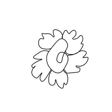 Vector contoured rose black line. Romantic floral decoration doodle style Stock Illustration