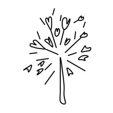 Vector contoured sparkler with black line.Romantic celebrating decorating Stock Illustration