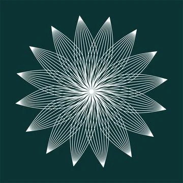 Vector contouring flower. Linear drawing. White element on green background. Stock Illustration