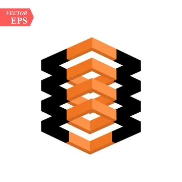 Vector contrast black and orange cube isolated on white background. Stock Illustration