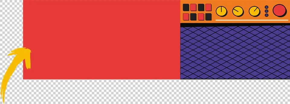 Vector control panel is featuring red area, purple grid and yellow arrow, Stock Illustration