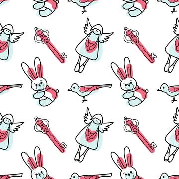 Vector contur and spot seamless pattern New Year, Christmas Stock Illustration
