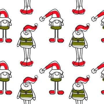 Vector contur and spot seamless pattern New Year, Christmas Stockillustratie