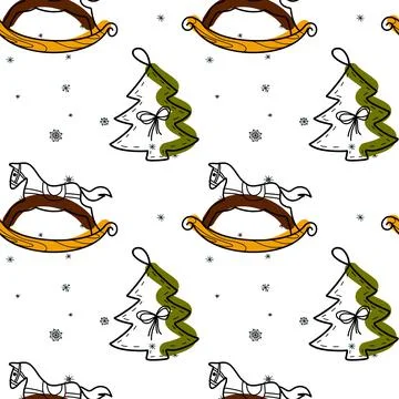 Vector contur and spot seamless pattern New Year, Christmas Stock Illustration