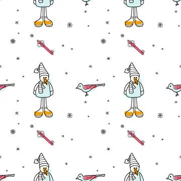 Vector contur and spot seamless pattern New Year, Christmas Stock Illustration