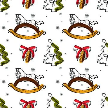 Vector contur and spot seamless pattern New Year, Christmas Stock Illustration