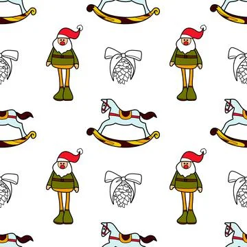 Vector contur and spot seamless pattern New Year, Christmas Stock Illustration
