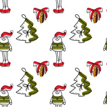 Vector contur and spot seamless pattern New Year, Christmas Stock Illustration