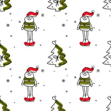 Vector contur and spot seamless pattern New Year, Christmas Stock Illustration