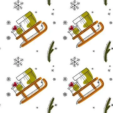 Vector contur and spot seamless pattern New Year s, Christmas gifts Stock Illustration