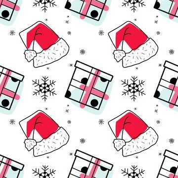 Vector contur and spot seamless pattern New Year s, Christmas gifts Stock Illustration