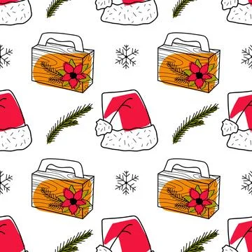 Vector contur and spot seamless pattern New Year s, Christmas gifts Stock Illustration