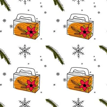 Vector contur and spot seamless pattern New Year s, Christmas gifts Stock Illustration