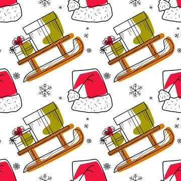 Vector contur and spot seamless pattern New Year s, Christmas gifts Stock Illustration