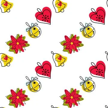 Vector contur and spot seamless pattern Christmas decorations Stock Illustration
