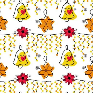 Vector contur and spot seamless pattern Christmas decorations Stock Illustration