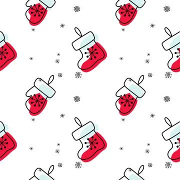 Vector contur and spot seamless pattern Christmas decorations Stock Illustration