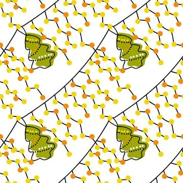 Vector contur and spot seamless pattern Christmas decorations Stock Illustration